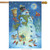 Moonlit Snowman Winter House Flag