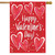 Briarwood Lane String of Hearts Valentine's Day house flag with pink hearts and white lettering.