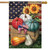Briarwood Lane Patriotic Pumpkins flag with USA stars and stripes, sunflowers, pumpkins, and floral bow.
