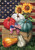 Briarwood Lane Patriotic Pumpkins Autumn House Flag with red, white, and blue stars and stripes design.
