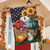 Briarwood Lane Patriotic Pumpkins Autumn House Flag with red, white, blue pumpkins and sunflowers.