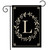 Briarwood Lane personalized garden flag with monogrammed Letter L, black with gold floral design.
