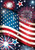 Briarwood Lane Stars and Stripes Patriotic Garden Flag with fireworks on usa flag background fourth july.