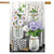 Briarwood Lane Checkered Mason Jars with colorful flowers and lilacs on a small printed decorative display.