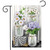 Briarwood Lane small printed garden flag with colorful daisies, lilacs, and flowers on checkered mason jars.