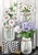 Briarwood Lane Checkered Mason Jars with colorful daisies, lilacs, and flowers in a spring garden display.