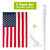 Embroidered American House Flag + White Metal Flag Pole + Adjustable Bracket Set