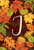 Briarwood Lane Fall Leaves Monogram Letter J colorful garden flag with vibrant autumn foliage design.