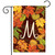 Briarwood Lane Fall Leaves Monogram Letter M garden flag with colorful autumn foliage and decorative print.