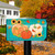 Briarwood Lane small printed mailbox cover with colorful fall pumpkins, sunflowers on teal background.