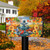 Briarwood Lane colorful mailbox cover with autumn birds, fountains, and flowers for decorative seasonal porch display.