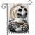Briarwood Lane garden flag with black & white pumpkins in stripes, dots, and chevrons design.