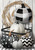 Briarwood Lane garden flag with black and white pumpkins in stripes, dots, and chevrons design.