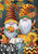 Briarwood Lane Fall Gnomes Humor Garden Flag with colorful, patterned pumpkins and polka dots, stripes.