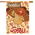 Briarwood Lane Gobble Turkey Thanksgiving House Flag with colorful, cheery design and festive fall leaves.