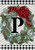 Winter Wreath Monogram Letter P Garden Flag