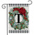 Winter Wreath Monogram Letter T Garden Flag
