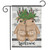 Briarwood Lane knit mittens garden flag with snowflakes, spruce, and berries on a colorful welcome sign.
