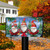 Briarwood Lane large Christmas mailbox cover with colorful gnomes and festive holiday design on porch display.