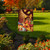 Briarwood Lane garden flag with colorful fall cornucopia, apples, pumpkins, leaves on a lawn display.