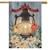 Briarwood Lane small printed house flag with white poinsettias, cardinals, and candle, rustic winter scene.