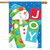 Briarwood Lane small printed house flag with cheerful snowman in polka dots hat and scarf.