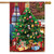 Decorated Christmas Tree House Flag