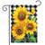 Briarwood Lane small printed garden flag with colorful sunflowers and butterfly on checkered background.