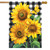 Briarwood Lane checkered sunflowers house flag, colorful springtime decor for porch, yard, or patio display.