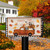 Briarwood Lane Happy Fall pickup truck mailbox cover with colorful autumn leaves and checkered border.