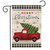 Briarwood Lane Merry Christmas garden flag with red truck, spruce, and checkered border design.
