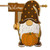 Briarwood Lane fall gnome holding pumpkin and welcome sign, colorful autumn decorative yard display.