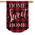 Red Checkered Home Sweet Home Burlap Flag by Briarwood Lane, black red plaid decorative seasonal display.