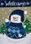 Happy Snowman Burlap Winter Garden Flag