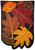 Briarwood Lane's Fallen Leaves Applique Autumn House Flag with colorful, turning leaves on a black background.