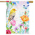 Whimsical Bird Spring Burlap House Flag
