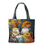 Briarwood Lane Fall Gnomes Canvas Tote Bag with colorful, patterned gnomes and pumpkins, polka dots, stripes.
