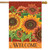 Briarwood Lane colorful welcome house flag with bright floral sunflowers for autumn seasonal porch display.