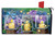 Briarwood Lane Fireflies Spring Mailbox Cover with candles, fireflies, and purple flowers in glass jars.