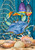 Briarwood Lane Crab Walk Summer House Flag with colorful crab, shells, and buoys on sandy beach.