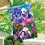 Briarwood Lane Irises Spring House Flag with colorful irises, hummingbird, and butterfly design.