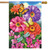 Briarwood Lane Zinnias In Bloom Spring House Flag with colorful flowers, butterflies, and dragonflies design.