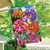 Briarwood Lane Zinnias In Bloom Spring House Flag with colorful butterflies and vibrant pink, purple flowers.