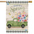 Briarwood Lane Happy Spring green pickup truck house flag with colorful flowers and butterflies design.