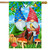 Briarwood Lane Gnome Sweet Gnome Spring House Flag with colorful gnomes and mushrooms outdoor decorative display.