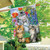 Briarwood Lane Garden Cats Spring House Flag, colorful springtime decor for porch or backyard display.