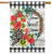 Briarwood Lane small printed Geranium Wreath Summer House Flag with colorful flowers and cheery Home Sweet Home text.