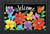 Briarwood Lane Whimsy Flowers Spring Doormat, colorful printed decorative mat with cheery springtime flowers and welcome.