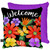 Briarwood Lane Whimsy Flowers Spring Decorative Pillow with colorful floral design and Welcome text.