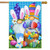 Briarwood Lane Easter Gnomes Holiday House Flag with colorful gnomes and Easter eggs on a spring background.